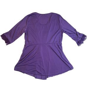 Blouse Womens XL Purple Lacy 1/2 Sleeve Peplum Preppy Top Casual Boho Shirt